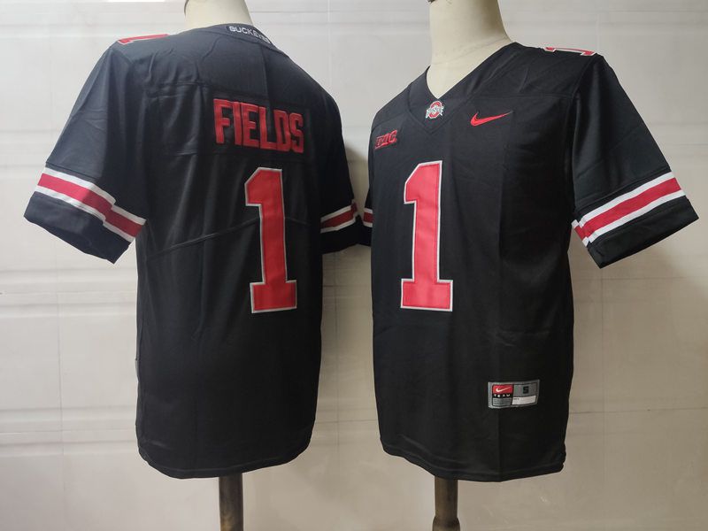 Men Ohio State Buckeyes 1 Fields Black Nike 2025 NCAA Jersey style 1